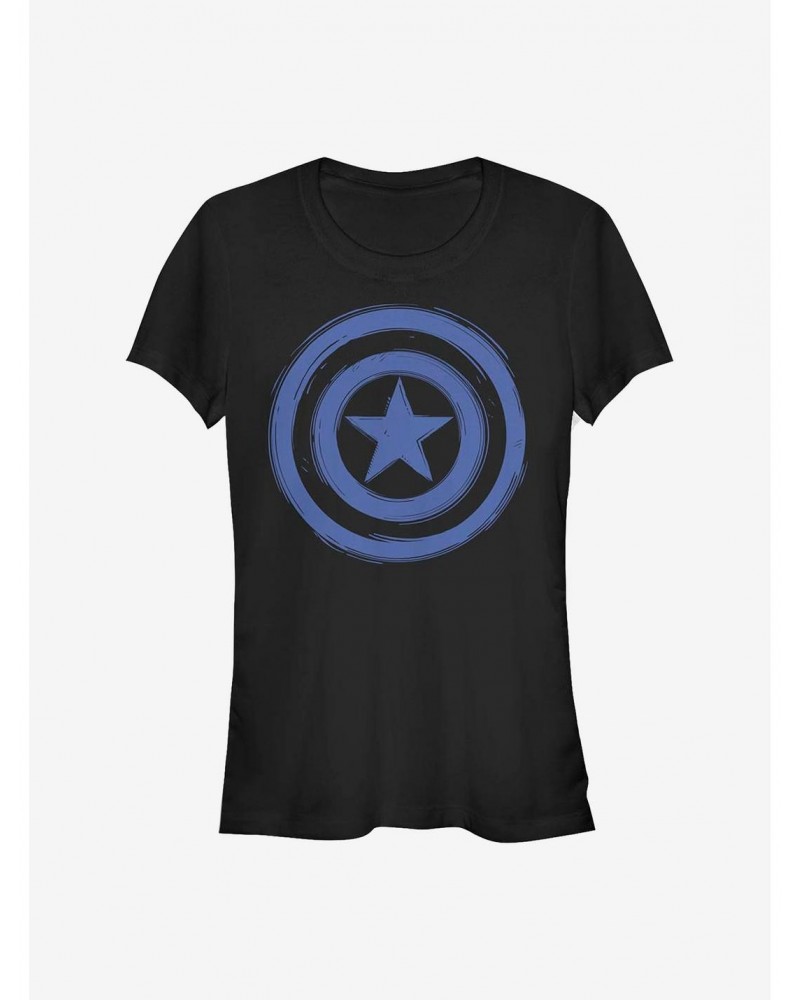 Marvel Captain America Woodcut Cap America Girls T-Shirt $7.97 T-Shirts