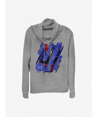 Marvel Spider-Man Schematic Panels Cowlneck Long-Sleeve Girls Top $12.93 Tops