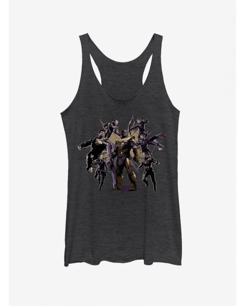 Marvel Avengers: Endgame Villain Pose Girls Black Heathered Tank Top $7.87 Tops