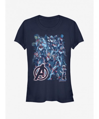 Marvel Avengers: Endgame Suit Group Girls Navy Blue T-Shirt $9.56 T-Shirts