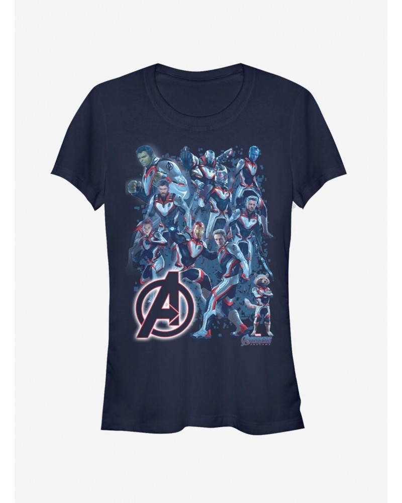 Marvel Avengers: Endgame Suit Group Girls Navy Blue T-Shirt $9.56 T-Shirts