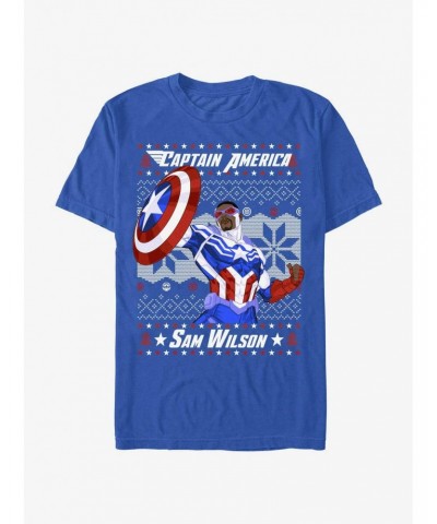 Marvel Captain America Sam Wilson Ugly Christmas T-Shirt $9.37 T-Shirts