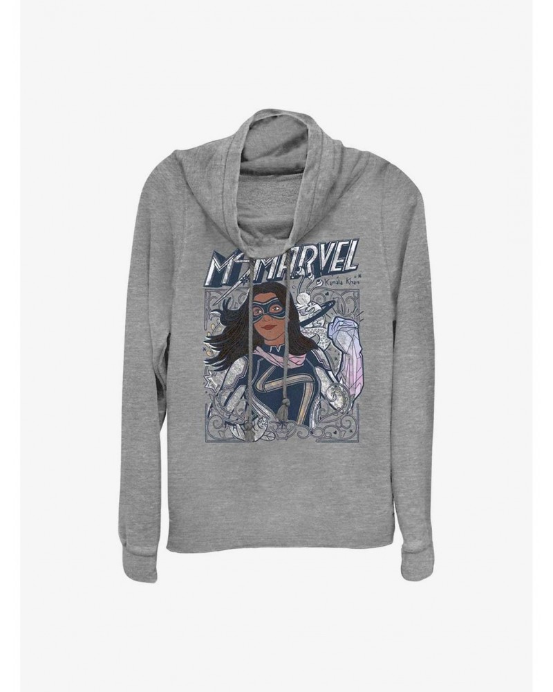 Marvel Ms. Marvel Doodle Kamala Cowlneck Long-Sleeve Girls Top $14.73 Tops